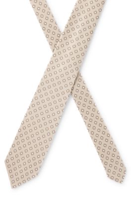 Patterned tie in Italian-made silk jacquard, Light Brown