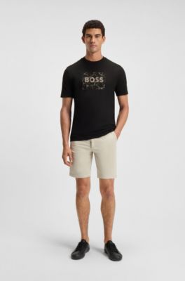 Cotton-jersey T-shirt with logo artwork, Black