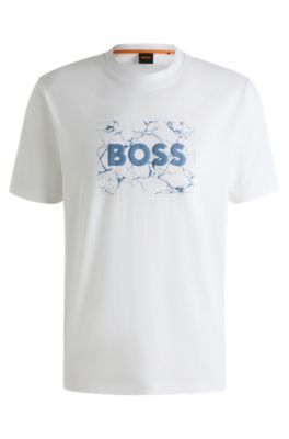 BOSS - Cotton-jersey T-shirt with logo artwork - White