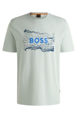 Tシャツ・カットソー Hugo Boss SS25 'Logospace' T-shirt (50539186 474) BOSS - Cotton-jersey T-shirt with logo artwork - Light Blue