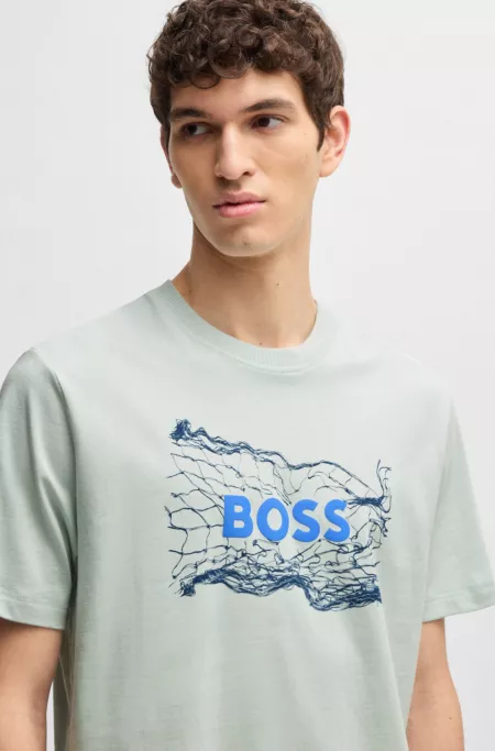 Cotton-jersey T-shirt with logo artwork