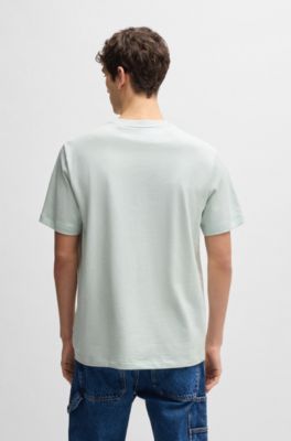 Cotton-jersey T-shirt with logo artwork, Light Blue