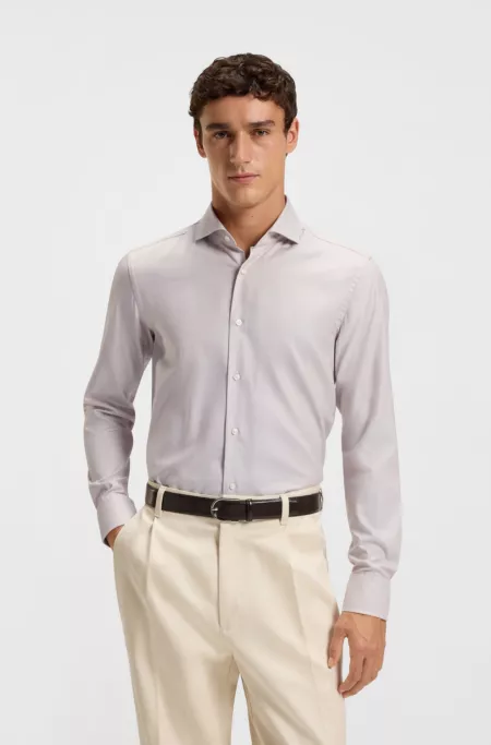 Slim-fit shirt in a structured cotton blend