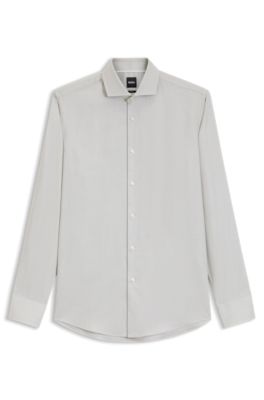 Camisa slim fit de algod&oacute;n con estructura, Verde