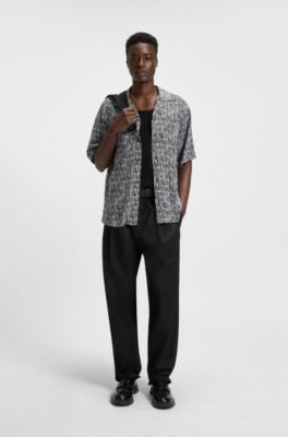 Oversize-fit shirt with abstract print, Patterned