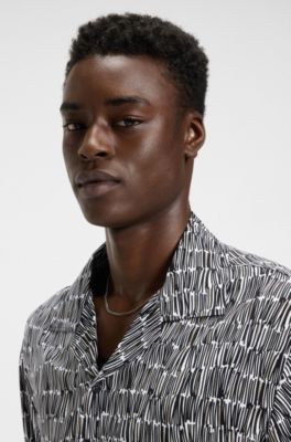 Oversize-fit shirt with abstract print, Patterned