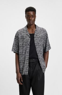 Oversize-fit shirt with abstract print, Patterned