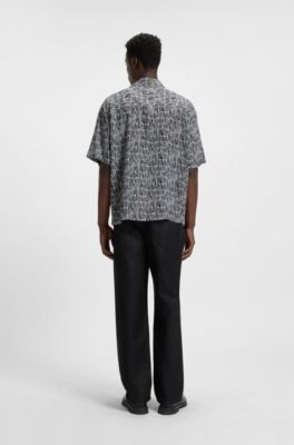 Oversize-fit shirt with abstract print, Patterned
