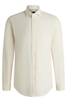 Camisa slim fit en algod&oacute;n el&aacute;stico de planchado f&aacute;cil, Blanco