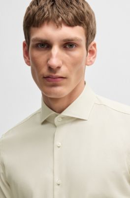 Camisa slim fit en algod&oacute;n el&aacute;stico de planchado f&aacute;cil, Blanco