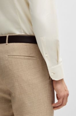 Camisa slim fit en algod&oacute;n el&aacute;stico de planchado f&aacute;cil, Blanco