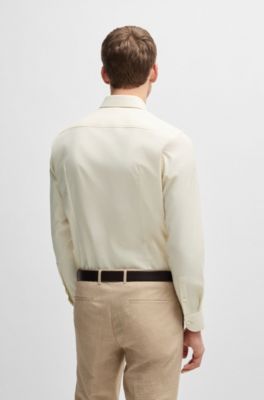 Camisa slim fit en algod&oacute;n el&aacute;stico de planchado f&aacute;cil, Blanco