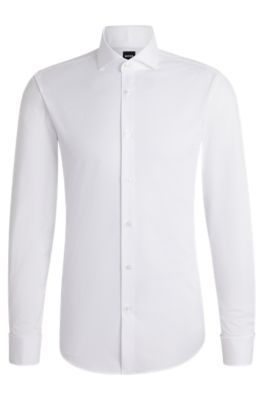 Chemise Slim en coton structur&eacute;, Blanc