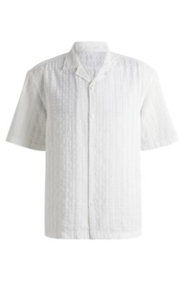 Relaxed-fit shirt with broderie anglaise, White