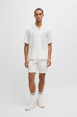 Relaxed-fit shirt with broderie anglaise, White