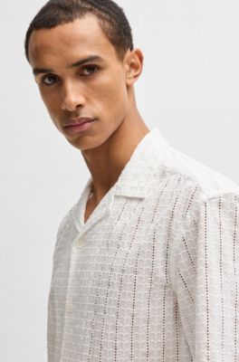 Relaxed-fit shirt with broderie anglaise, White