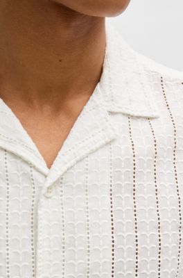 Relaxed-fit shirt with broderie anglaise, White