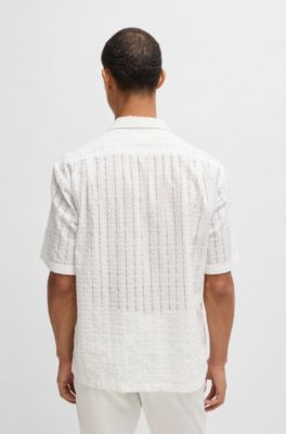 Relaxed-fit shirt with broderie anglaise, White