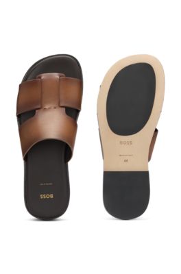 Leather slides made in Italy, Brown