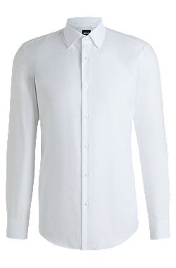 Slim-fit shirt with leaf jacquard