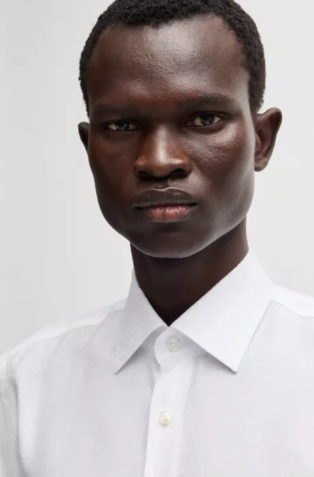 Slim-fit shirt with leaf jacquard