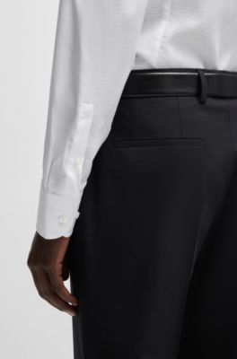 Camisa slim fit en jacquard con motivo de hojas, Blanco