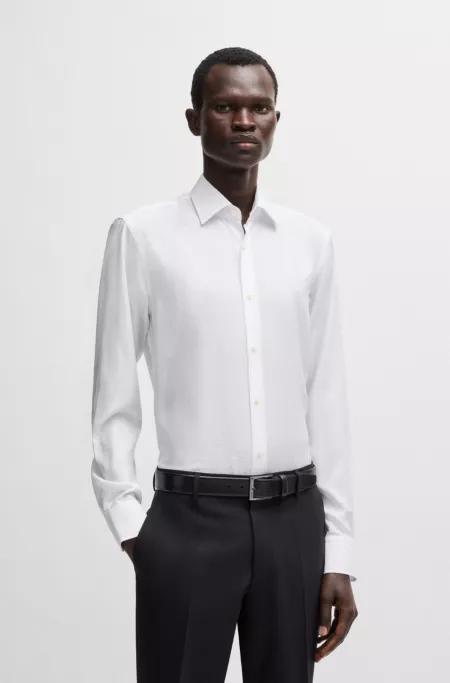 Slim-fit shirt with leaf jacquard