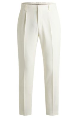 BOSS - Washable relaxed-fit trousers in stretch twill with wool