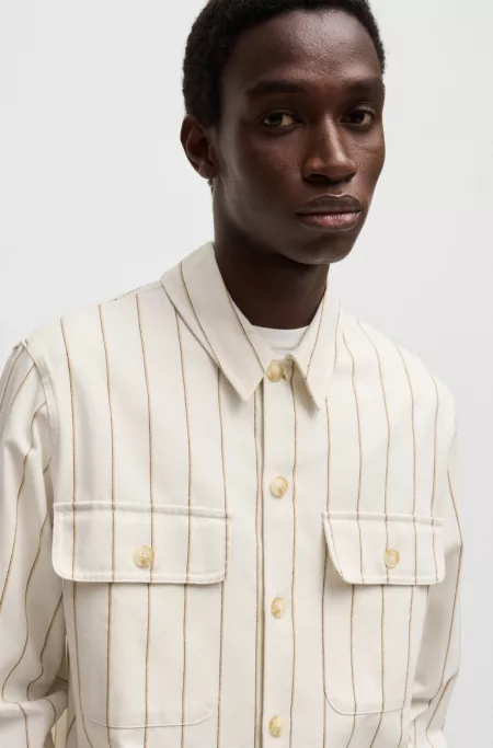 Oversize-fit overshirt in striped Oxford cotton