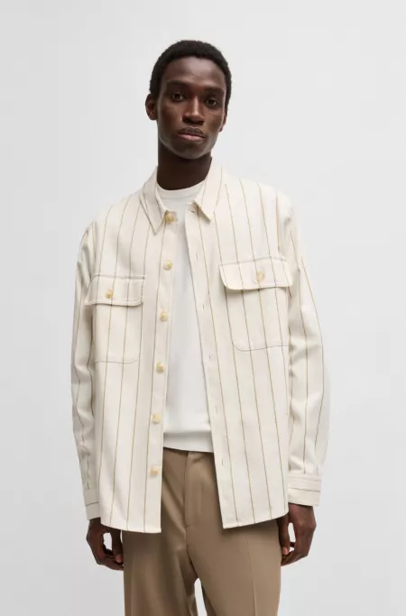 Oversize-fit overshirt in striped Oxford cotton