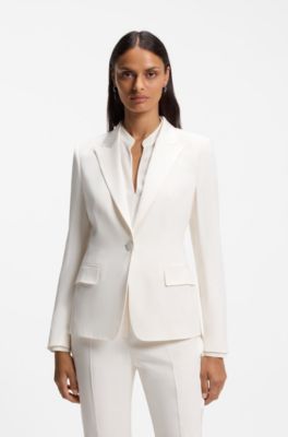 Blazer slim fit con cierre de un bot&oacute;n, Blanco