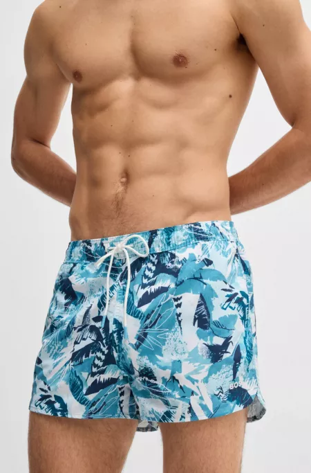 Printed swim shorts with logo detail