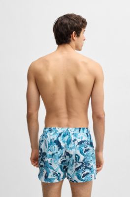 Short de bain imprim&eacute; avec logo, bleu clair