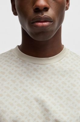 Cotton T-shirt with all-over printed monograms, White