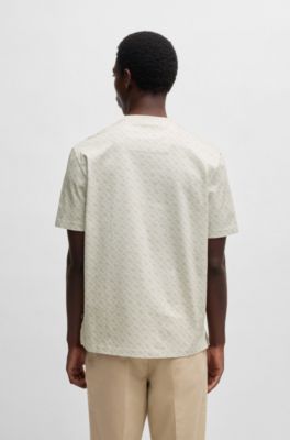 Cotton T-shirt with all-over printed monograms, White