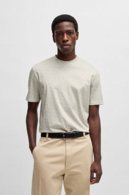 Cotton T-shirt with all-over printed monograms, White