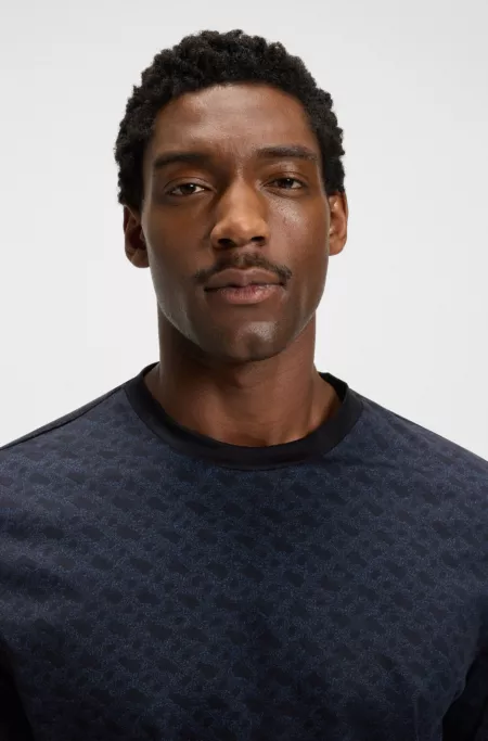 Cotton T-shirt with all-over printed monograms