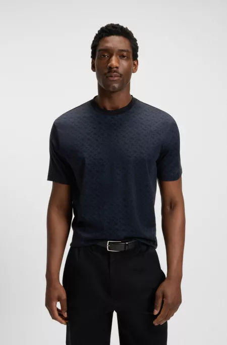 Cotton T-shirt with all-over printed monograms