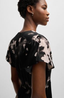 V-neck dress with degrad&eacute; floral print, Patterned