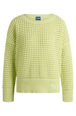 Pull en coton et maille filet, Vert