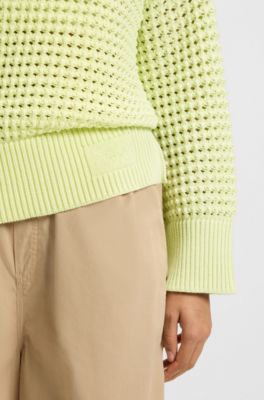 Pull en coton et maille filet, Vert