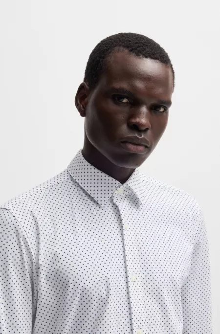 Slim-fit shirt in printed performance-stretch jersey