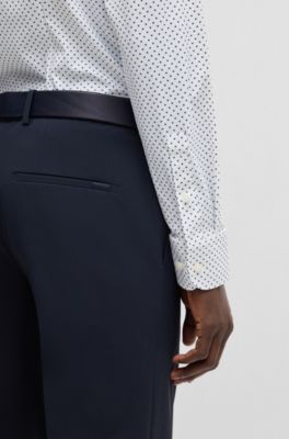 Camisa slim fit en punto t&eacute;cnico el&aacute;stico estampado, Celeste