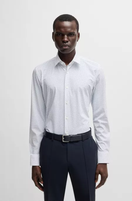 Slim-fit shirt in printed performance-stretch jersey