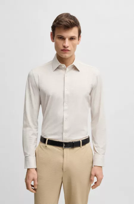 Slim-fit shirt in printed performance fabric