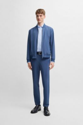 Camisa slim fit de tejido t&eacute;cnico estampado, Celeste