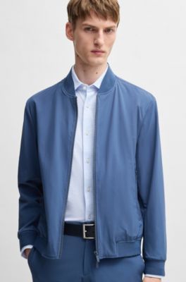 Camisa slim fit de tejido t&eacute;cnico estampado, Celeste