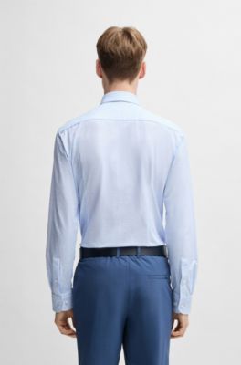 Camisa slim fit de tejido t&eacute;cnico estampado, Celeste