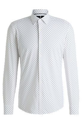 Slim-fit shirt in geometric-print performance-stretch fabric