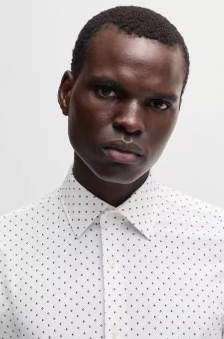 Slim-fit shirt in geometric-print performance-stretch fabric